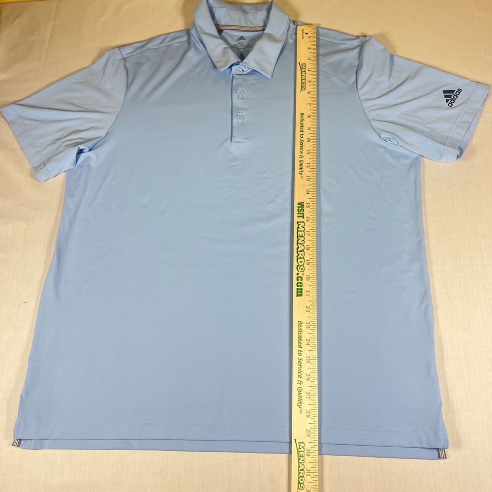 Adidas Golf Mens XL Light Blue Short Sleeve Performance Polo Shirt Logo Sport